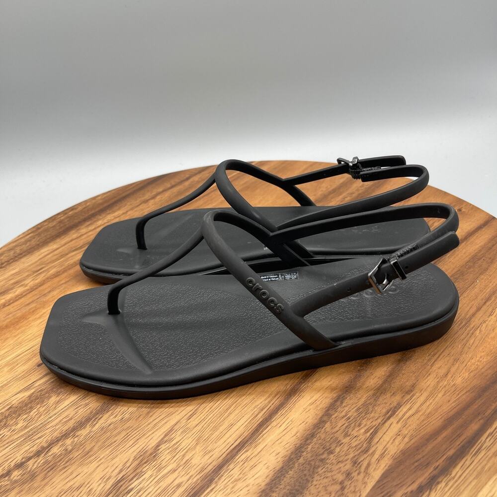 Crocs Women's Black T-Strap Slingback Sandals - Picture 3 of 8